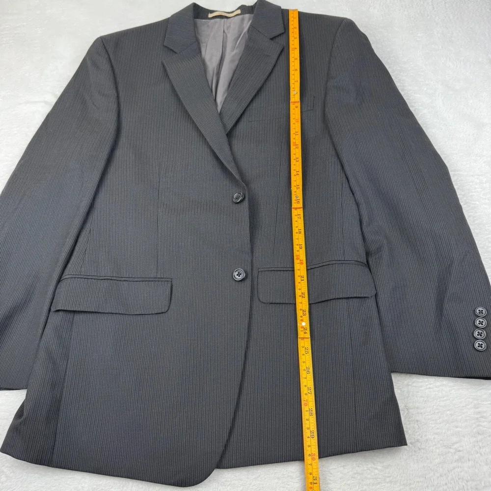JOE Joseph Abboud Blazer Mens 40R Charcoal Grey Pinstripe 100% Wool Sport Coat